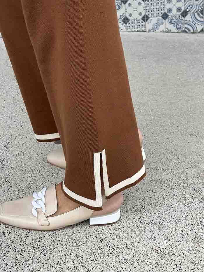 Mocha and Cream Knit Pants