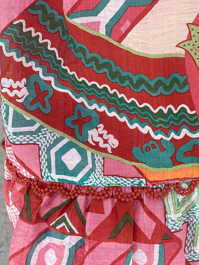 Pia Short Dress - Retro Print
