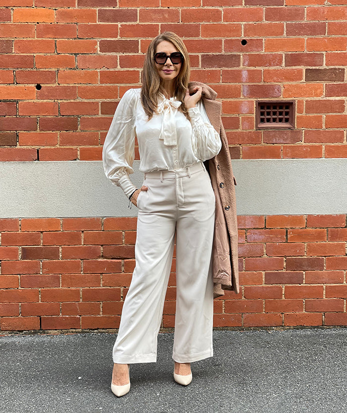 Cream Wide Leg Pant