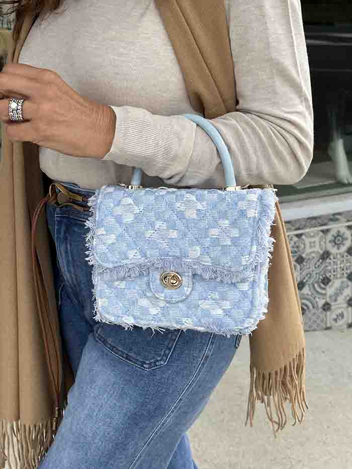 Millie Boucle Bag - Pale Blue