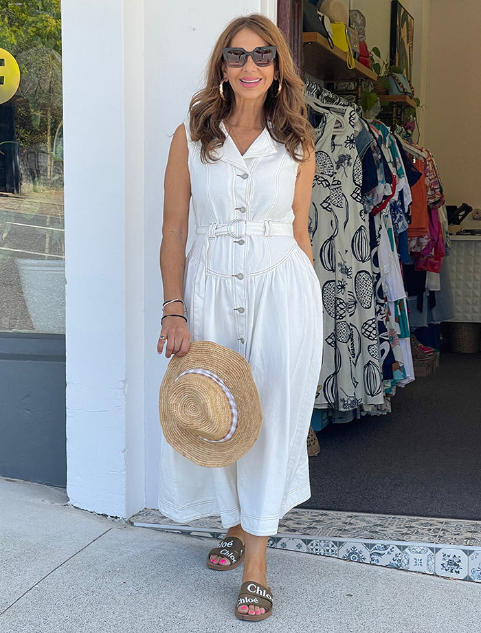 White Denim Maxi Dress