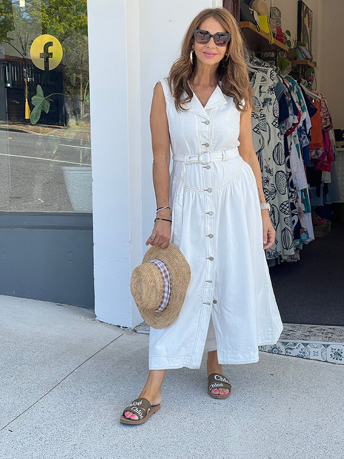 White Denim Maxi Dress