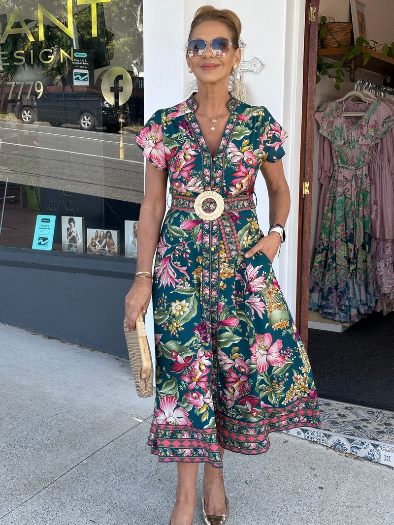 Cleia Dress - Green Floral