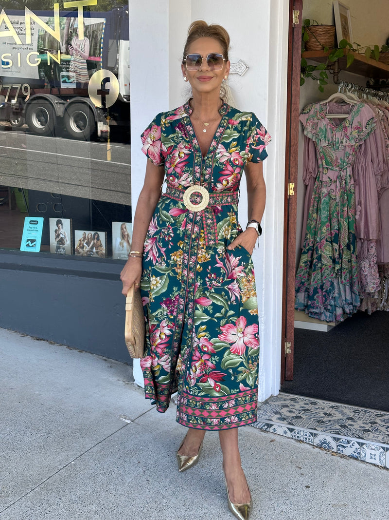 Cleia Dress - Green Floral