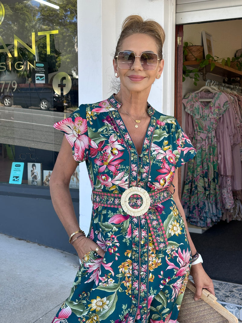 Cleia Dress - Green Floral