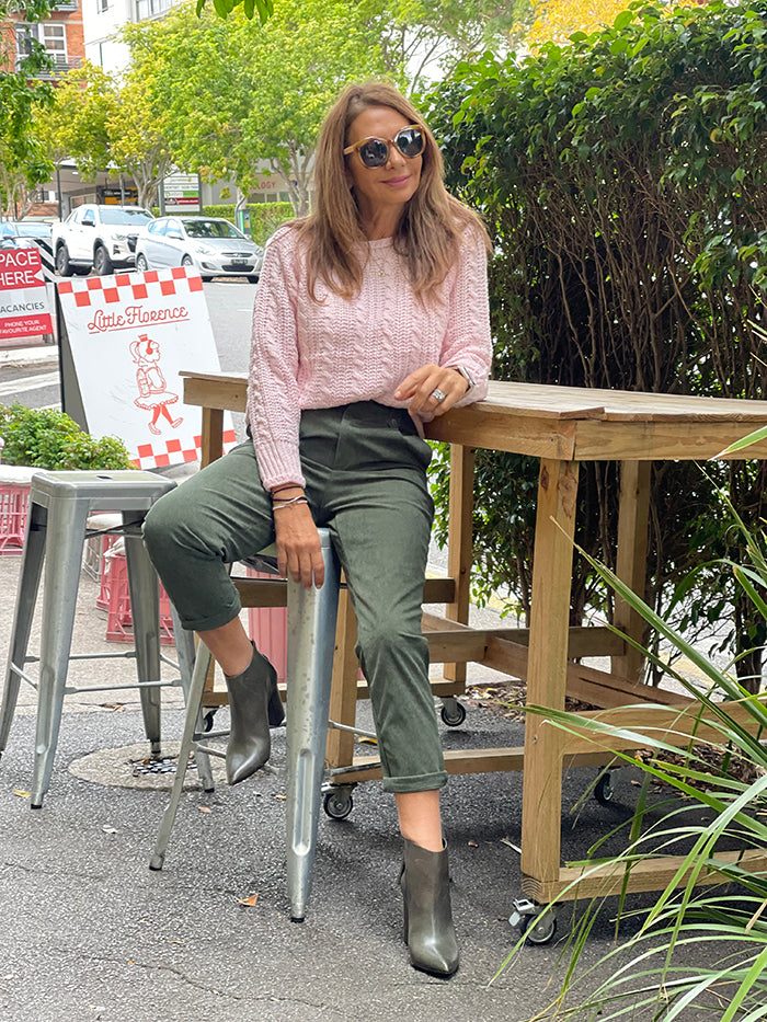 Cable Knit Top - Soft Pink