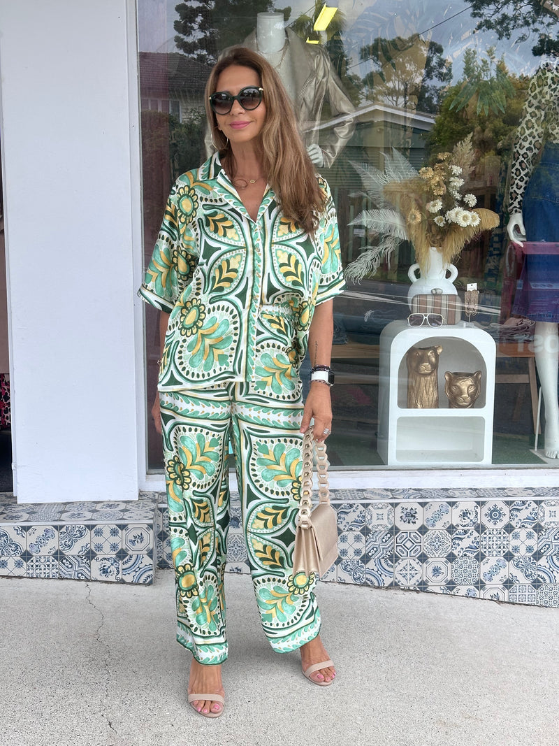 Romani Sage Print Pants