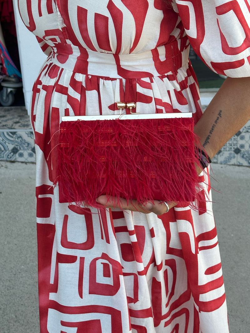 Red Geometric Print Dress