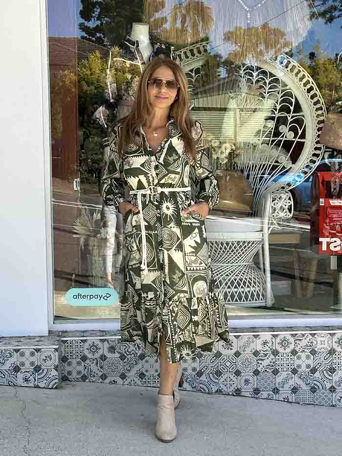 Olivirea Palm Midi Dress