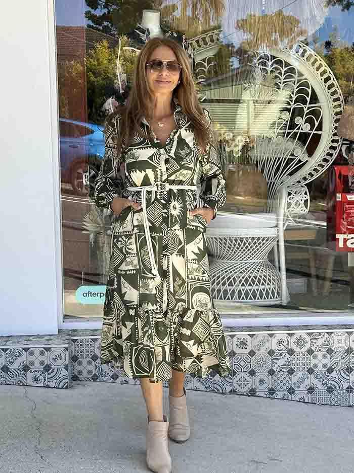 Olivirea Palm Midi Dress