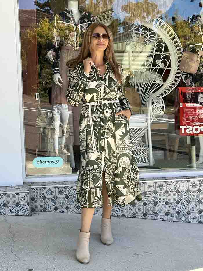 Olivirea Palm Midi Dress