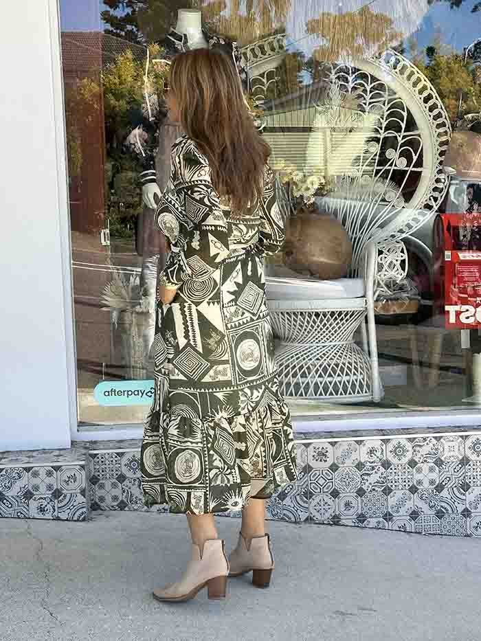 Olivirea Palm Midi Dress