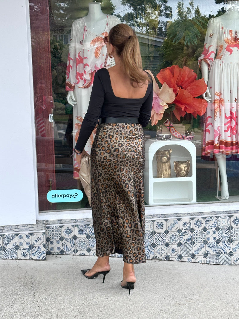 Leopard Bias Cut Skirt