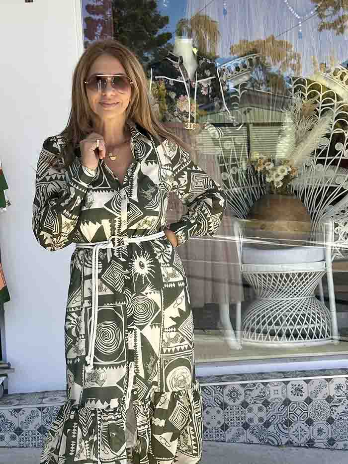 Olivirea Palm Midi Dress