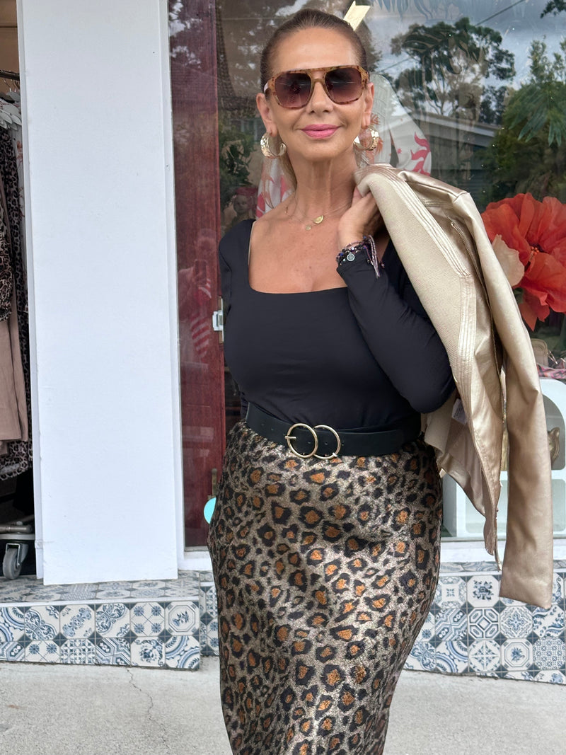 Leopard Bias Cut Skirt