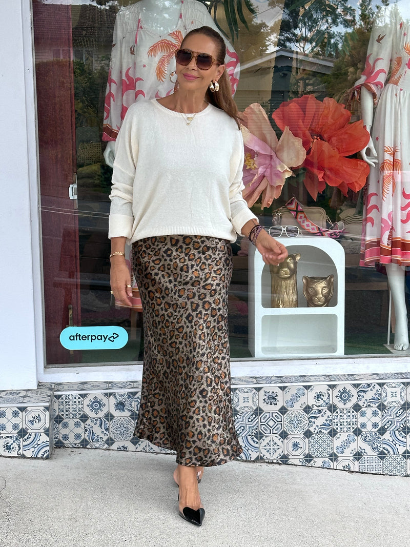 Leopard Bias Cut Skirt