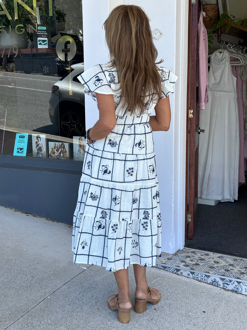 Bimini Embroidery Midi Dress