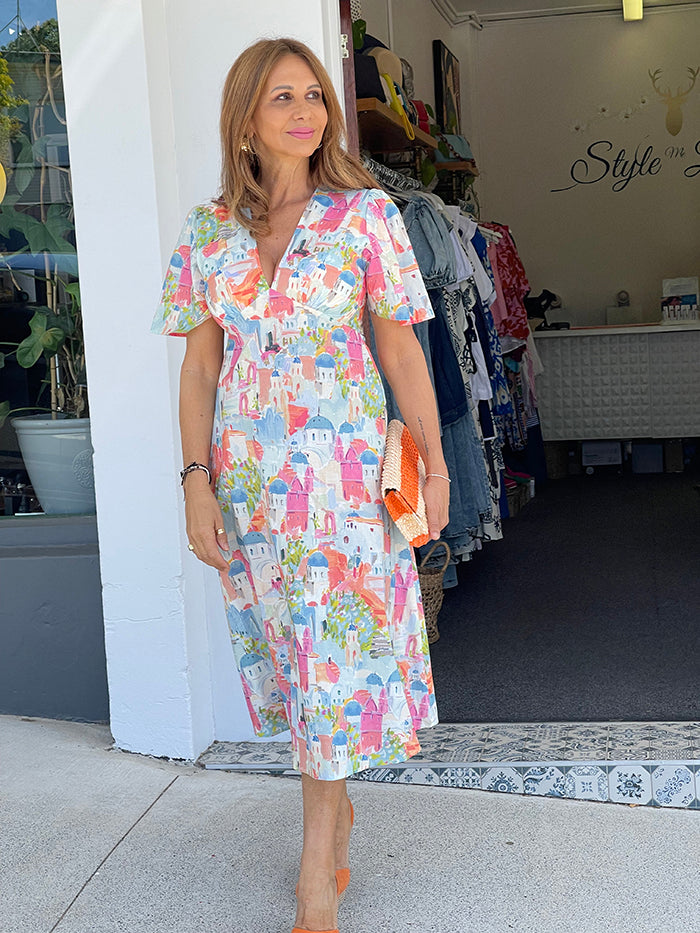 Santorini Sunset Midi Dress