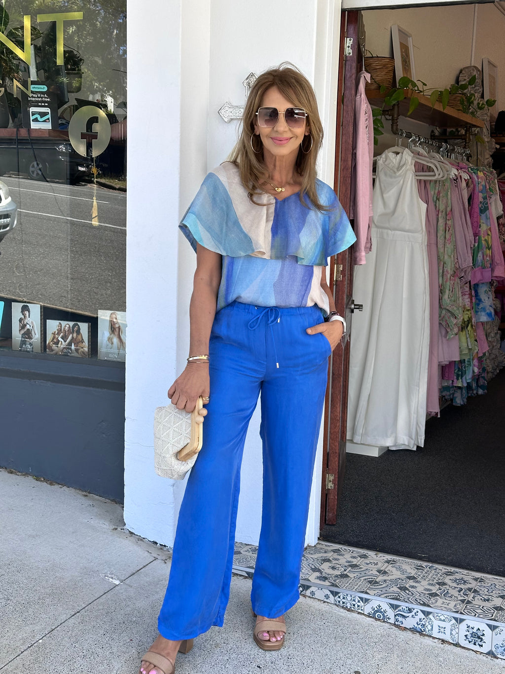 Mirra Blue Print Top