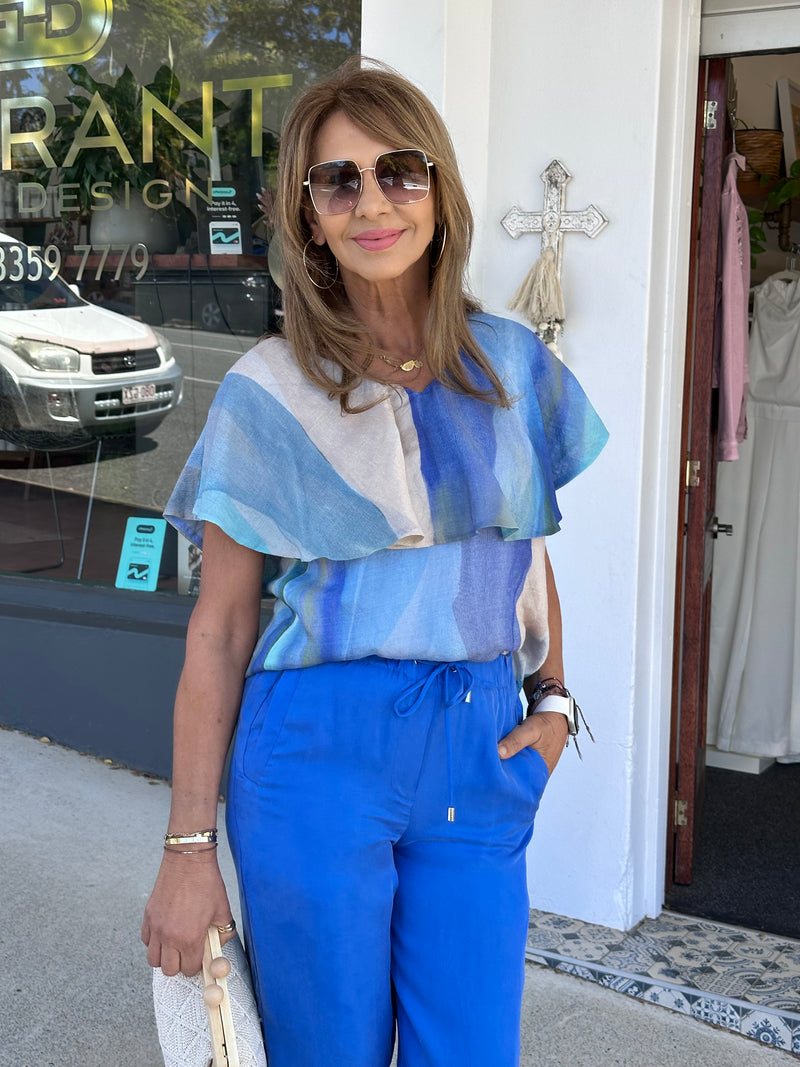 Mirra Blue Print Top