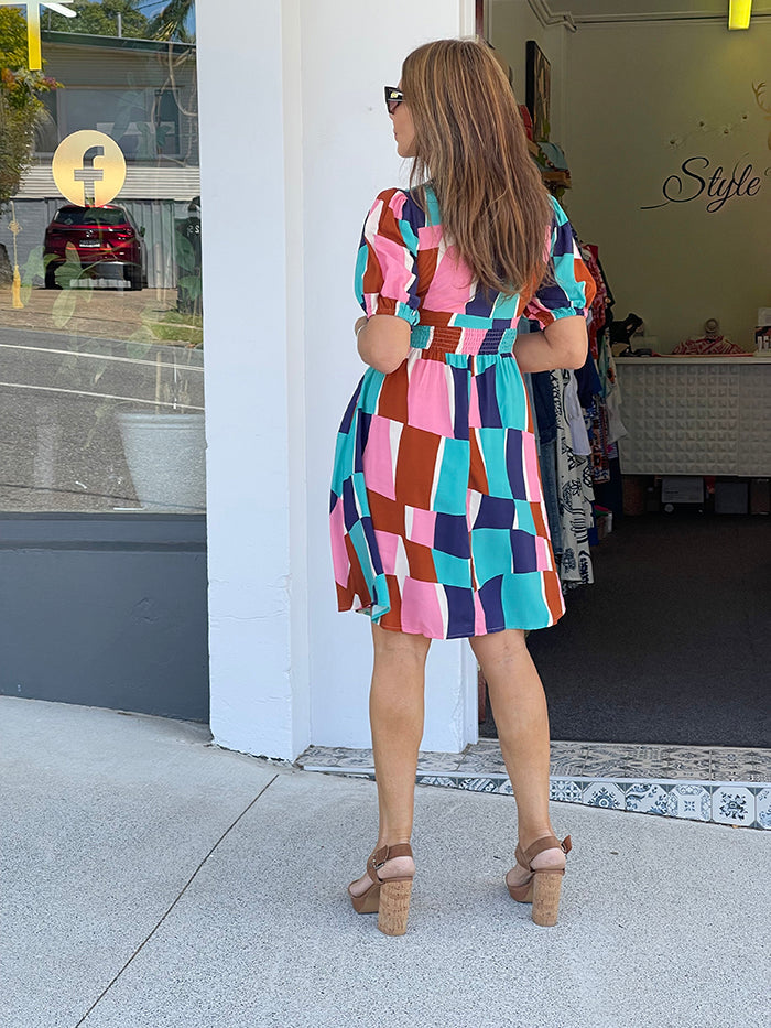 Retro Bubblegum Check Dress