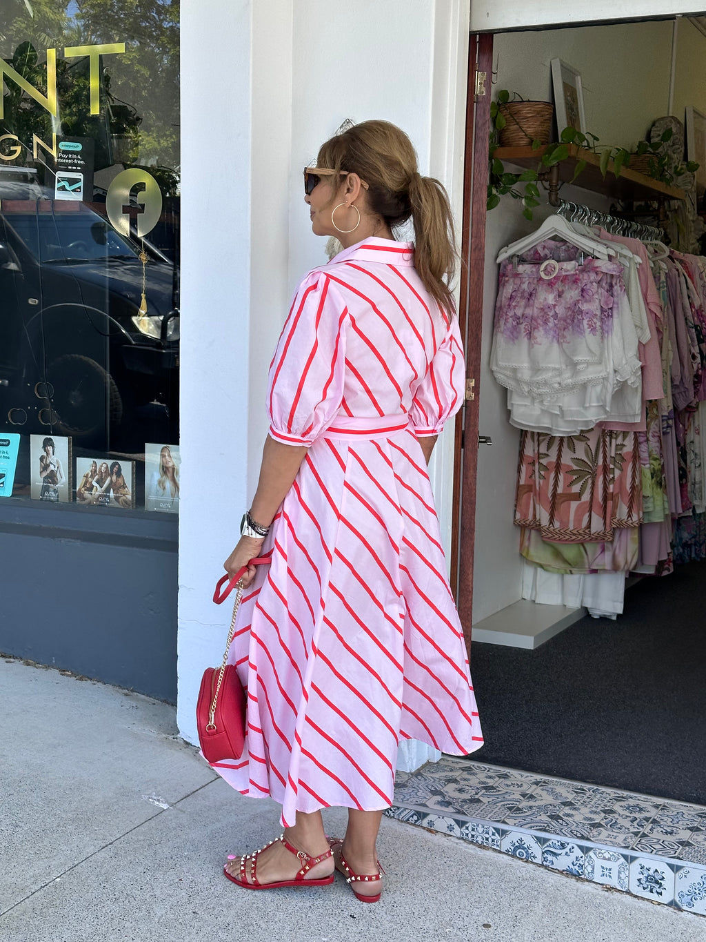 Bianca Stripe Dress - Pink and Orange