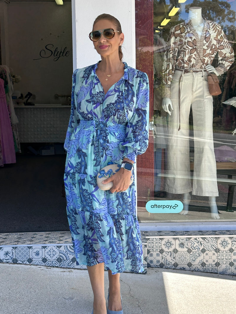 Nicola Blue Flora Dress
