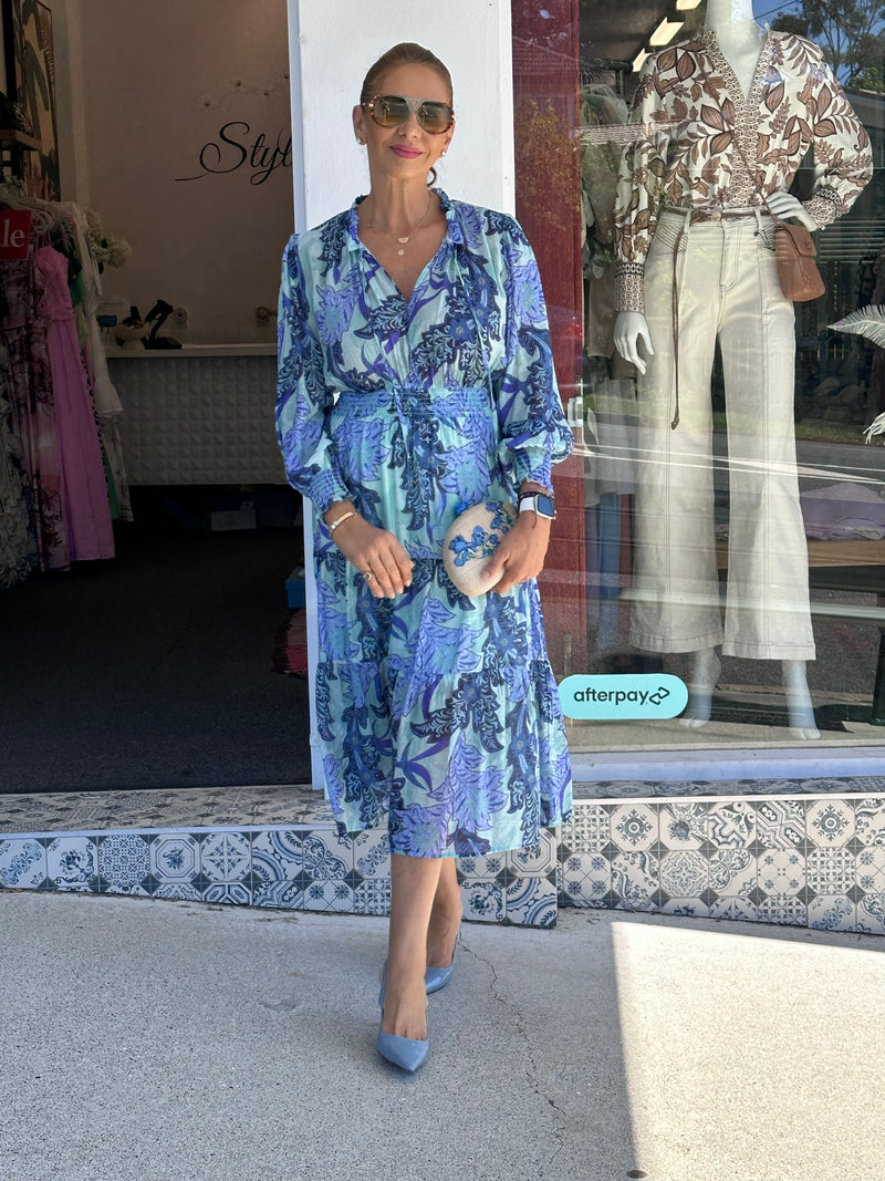 Nicola Blue Flora Dress