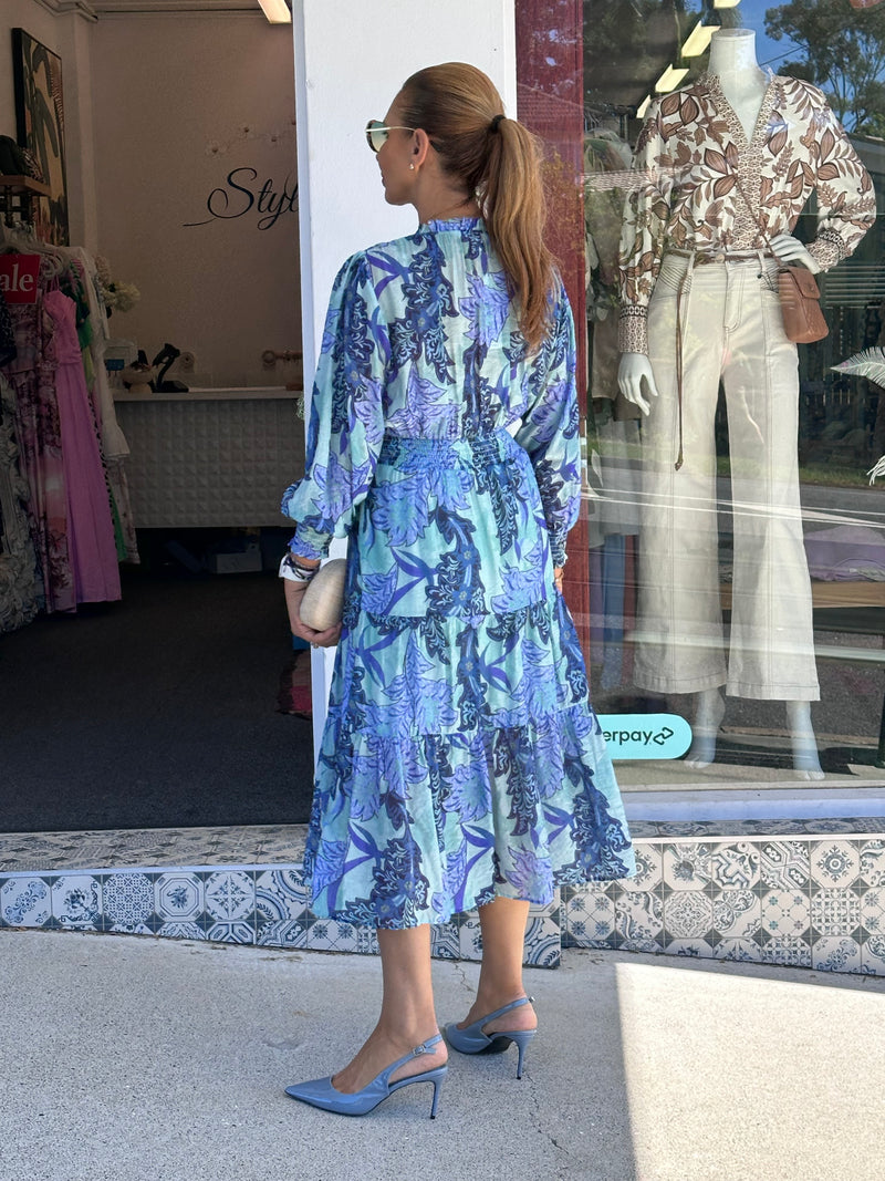 Nicola Blue Flora Dress