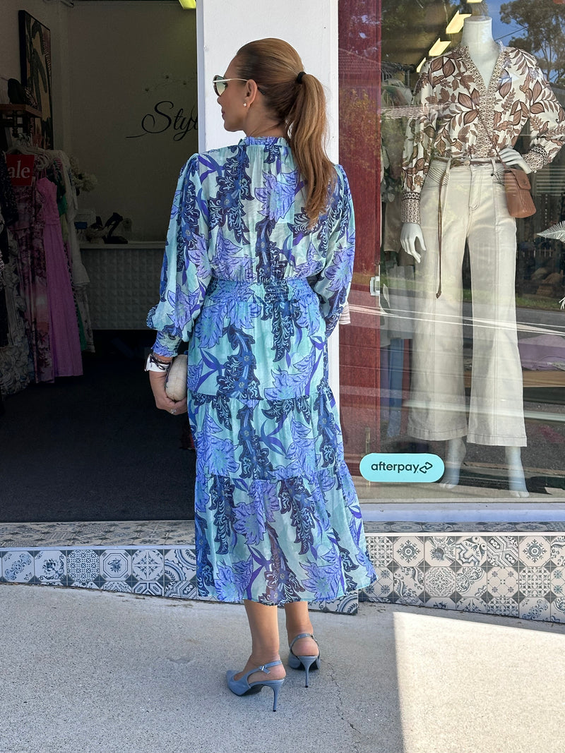 Nicola Blue Flora Dress