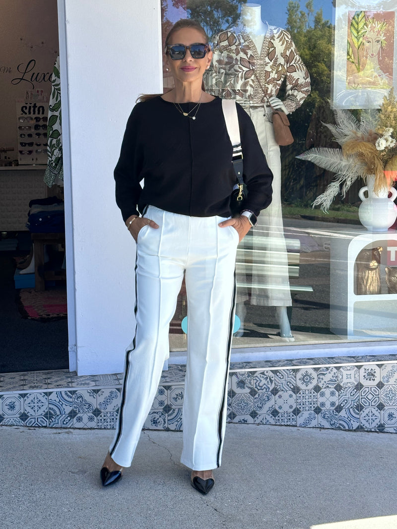 Nara Stripe Pant - White
