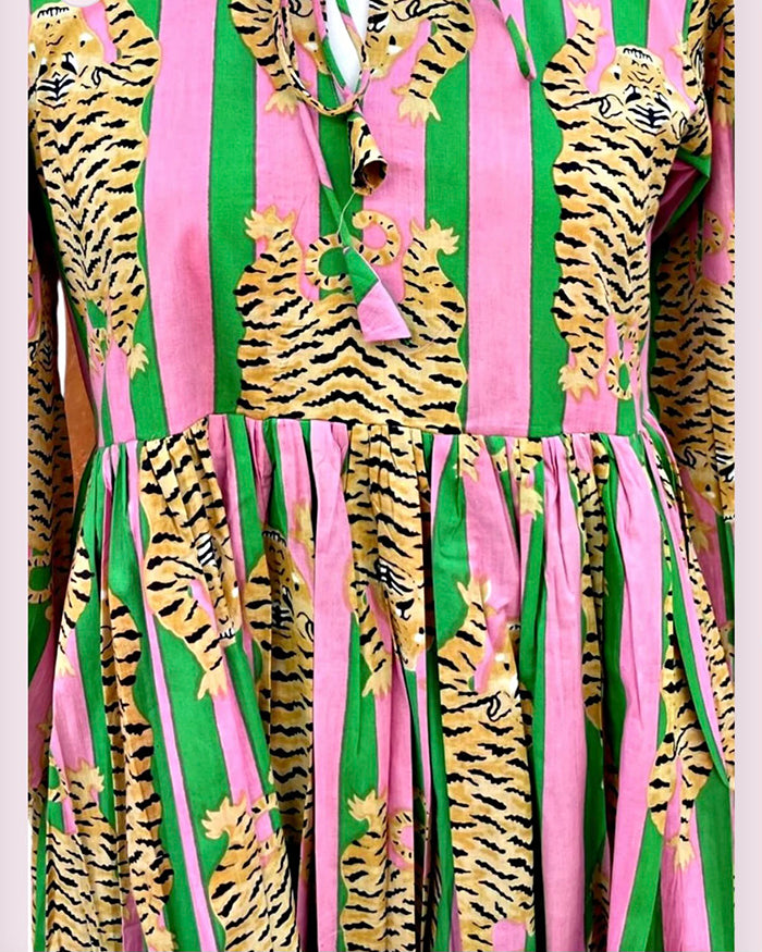 Daydreamer Dress - Pink and Green Tiger