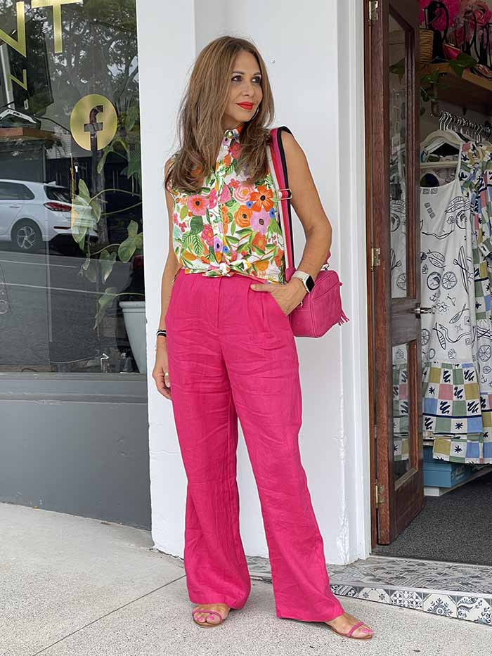Fuchsia Fun Linen Pants