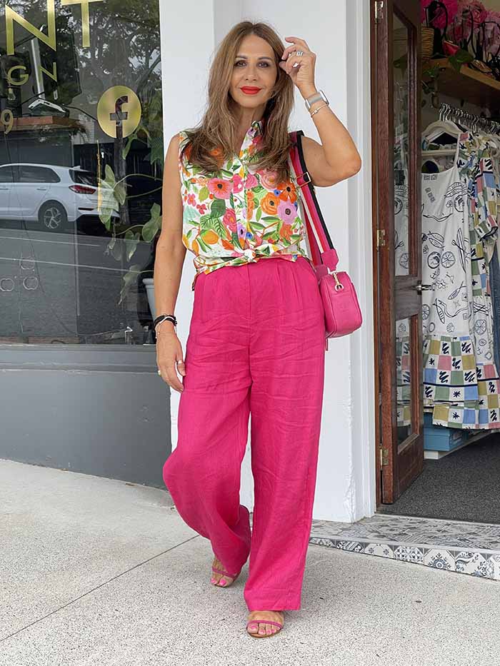 Fuchsia Fun Linen Pants