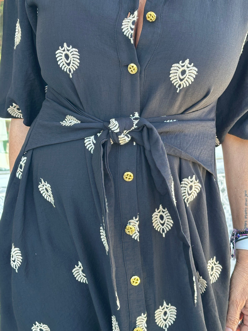 Evy Embroidery Dress - Black