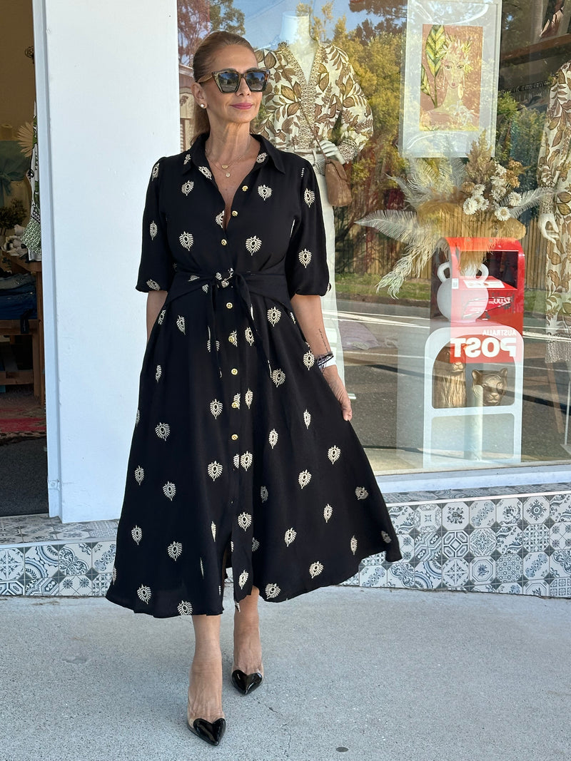 Evy Embroidery Dress - Black