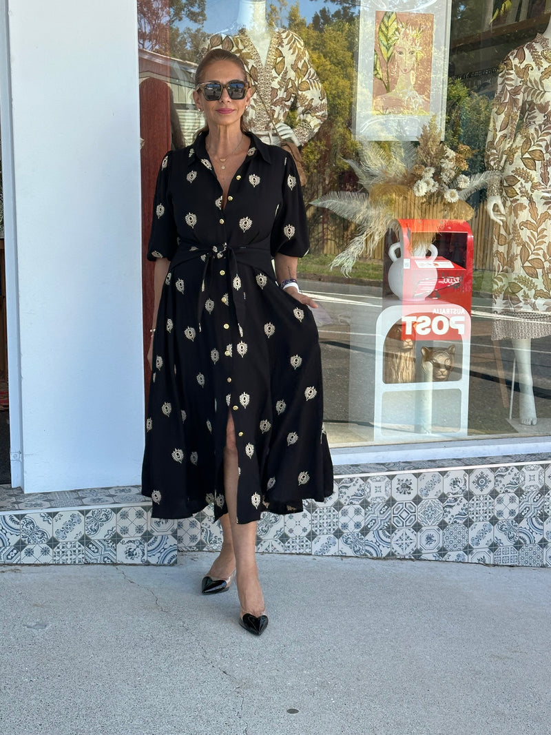 Evy Embroidery Dress - Black