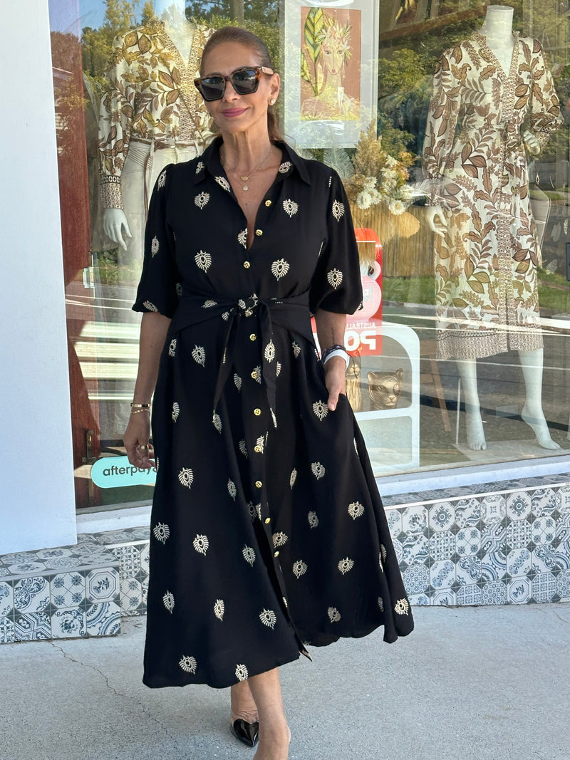Evy Embroidery Dress - Black