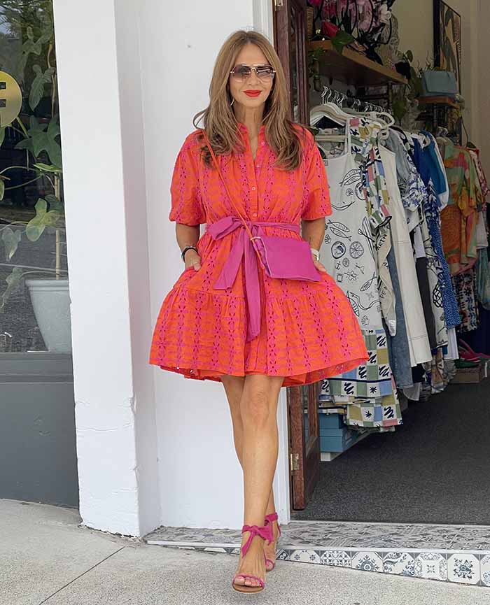 Miranda Schiffli Dress - Orange