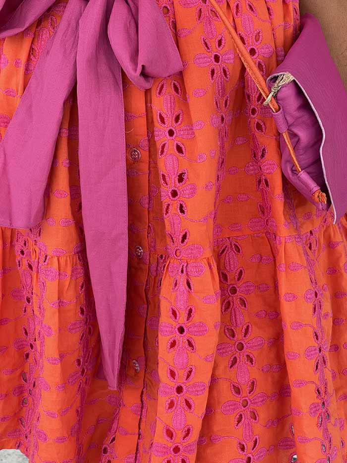 Miranda Schiffli Dress - Orange