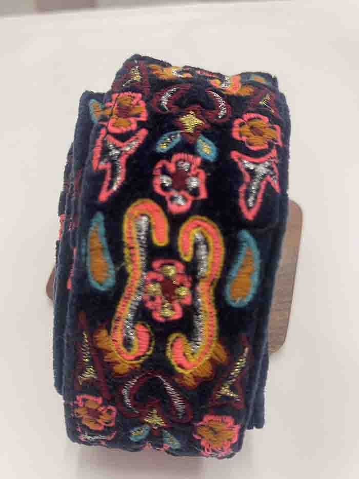 Embroidered Navy Belt