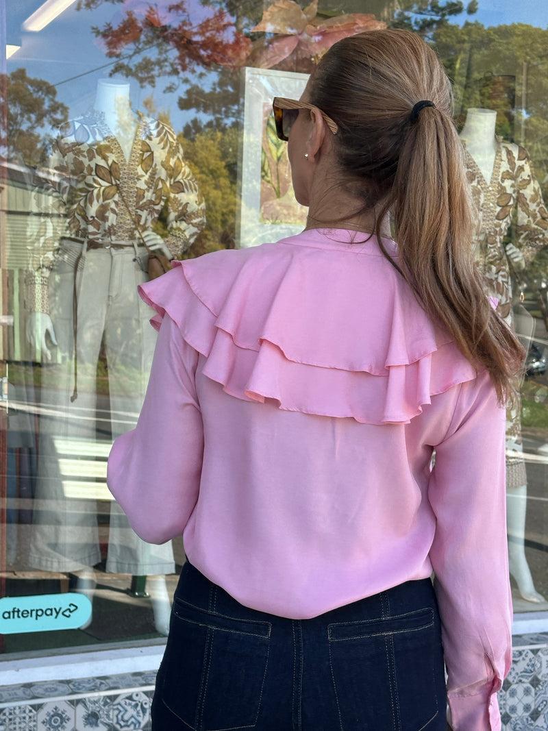 Mickey Frilled Cupro Blouse - Pink