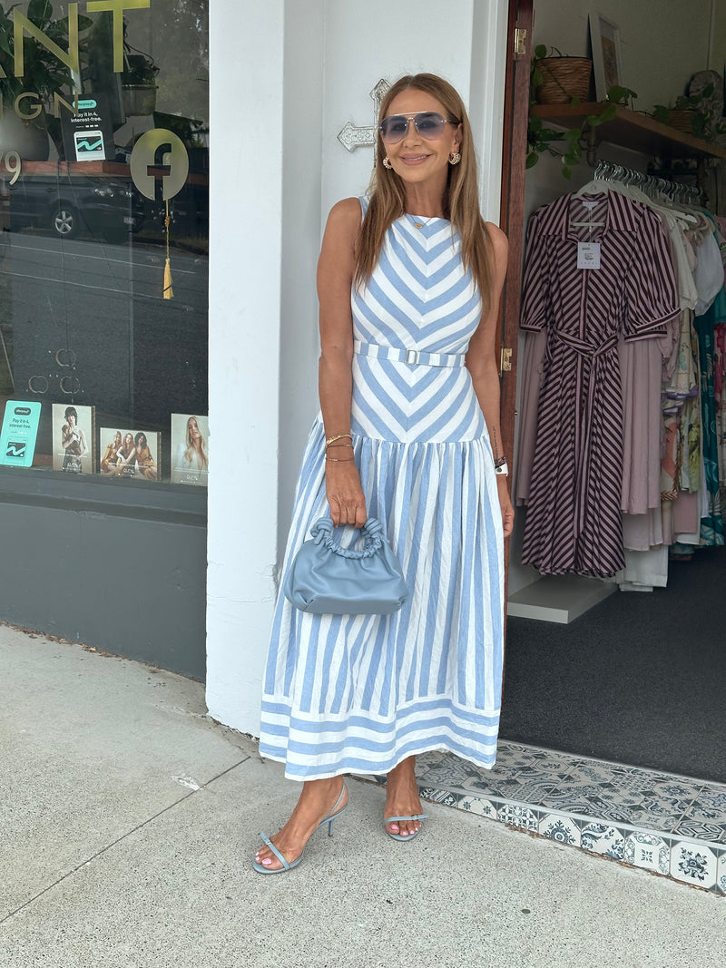 Bonnie Stripe Maxi Dress - Blue