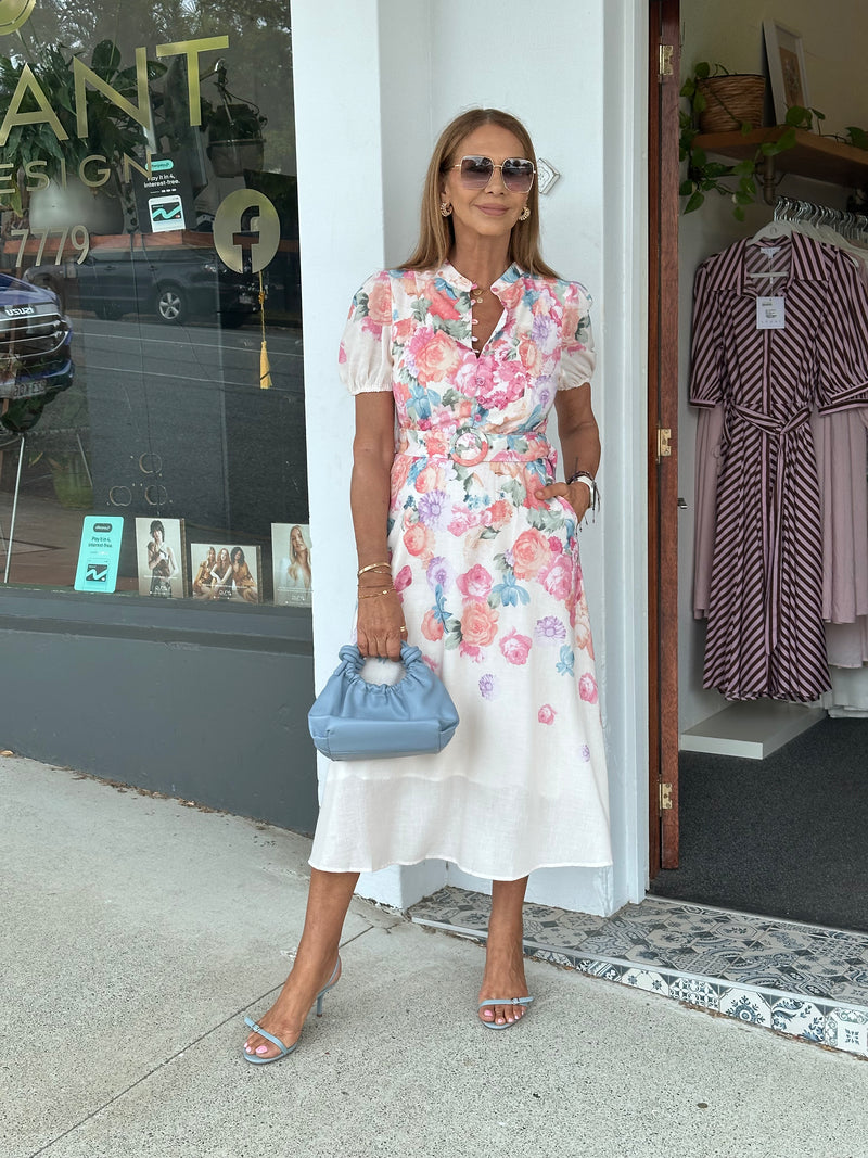 Pastel Blooms Midi Dress