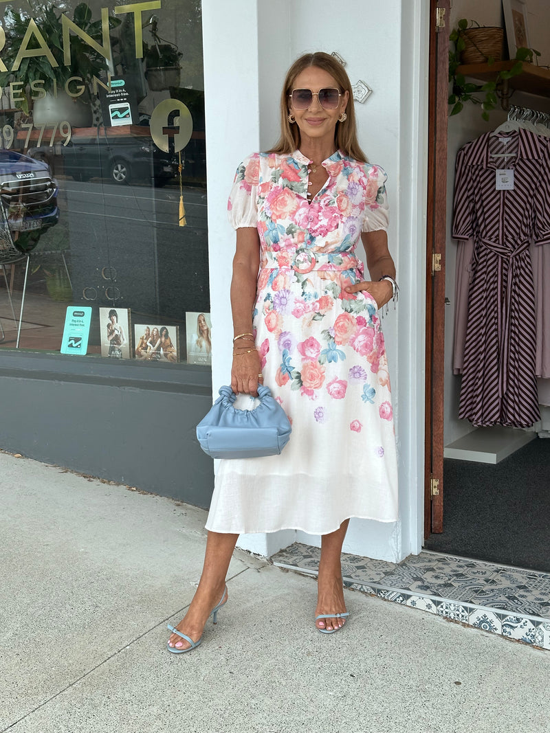 Pastel Blooms Midi Dress