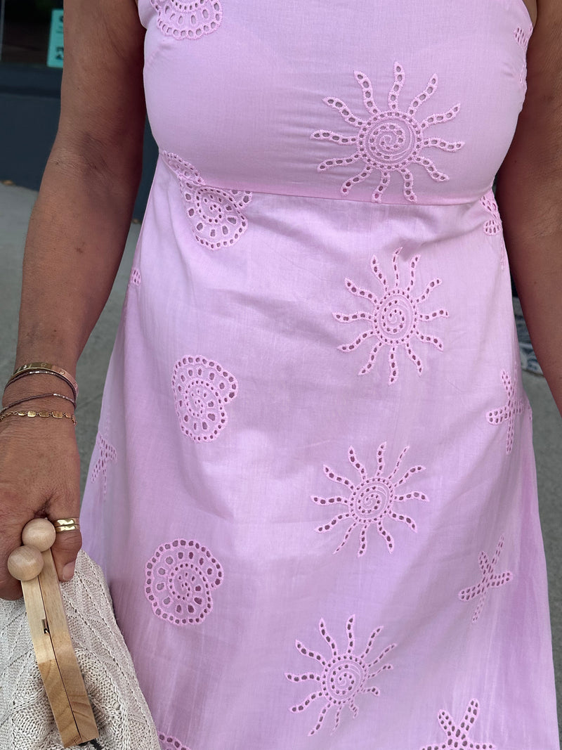 Antibes Broderie Anglaise Maxi Dress - Pink
