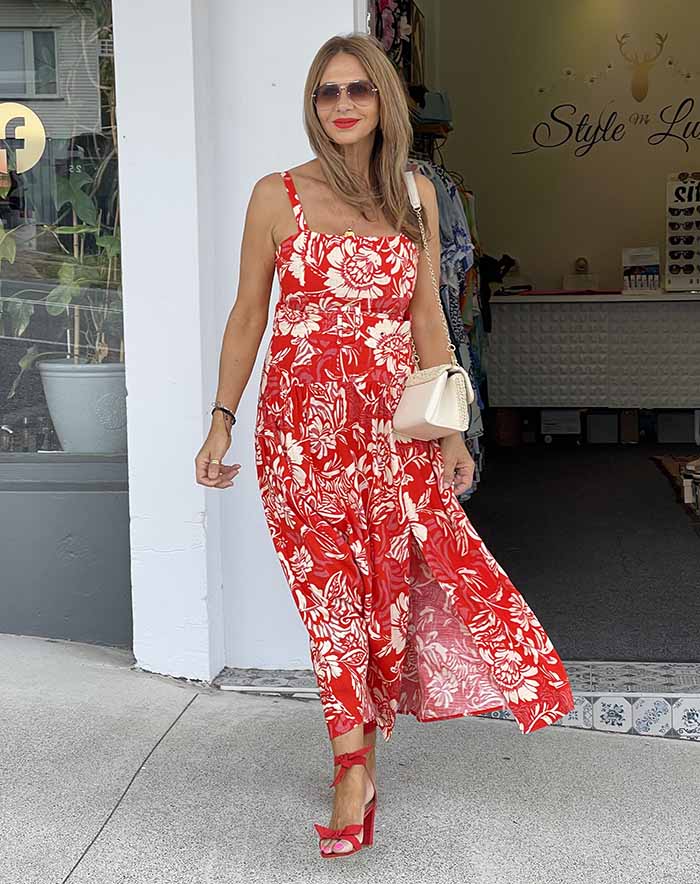 Stella Floral Dress - Red