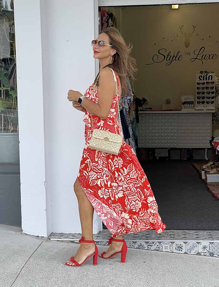 Stella Floral Dress - Red