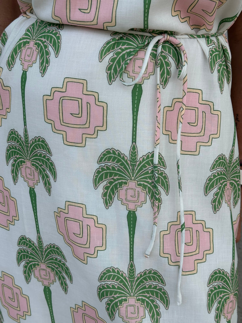 Atzec Palm Strappy Short Dress