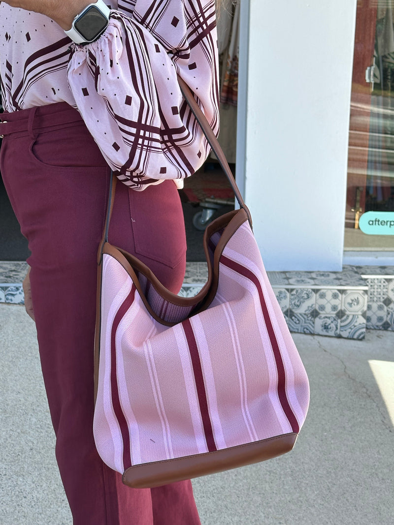 Pink and Burgandy Tote Bag